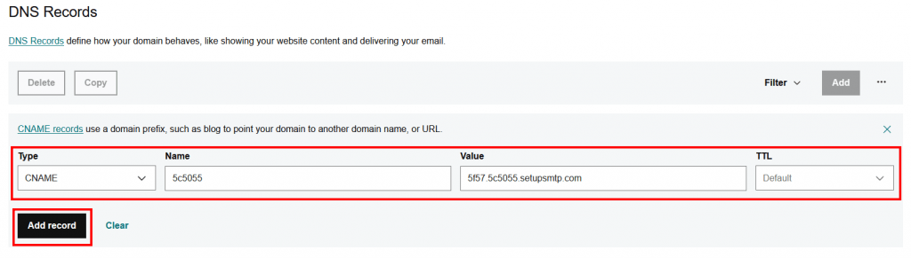 9. Adding DNS records as shown in smtpserver