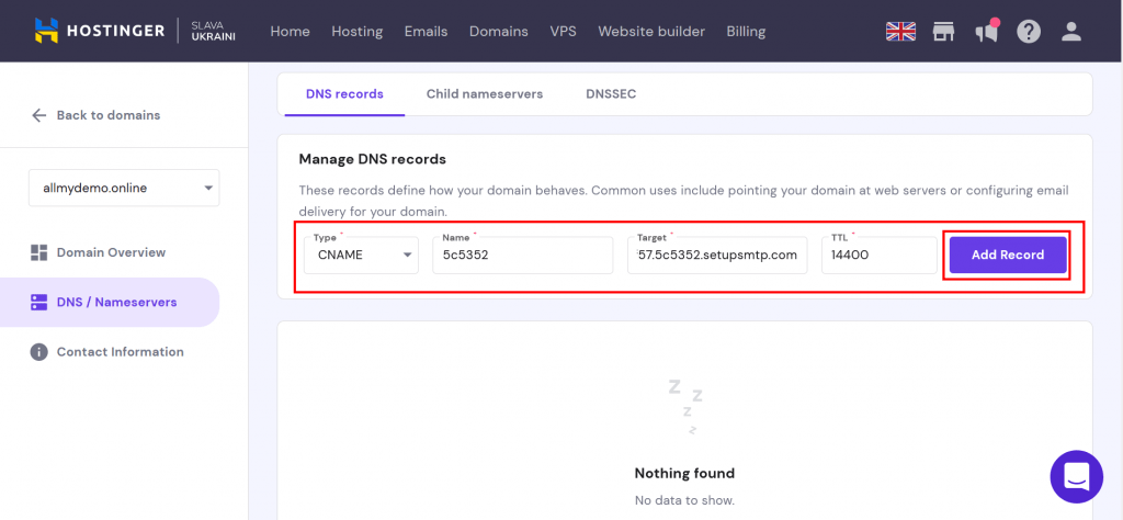 8. Adding DNS records as shown in smtpserver