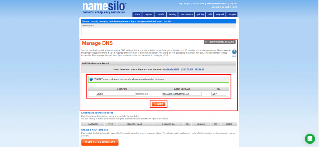 8. Adding DNS records as shown in smtpserver